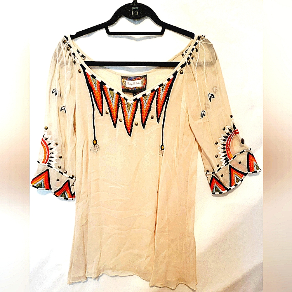 Embroidered Ivory Tunic-NWT-XS
